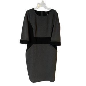 Vogue VA Dress Sheath Gray 3/4 Sleeve Full Zip Back Stretch Career NEW